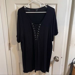 Torrid lace up v-neck short sleeve tee